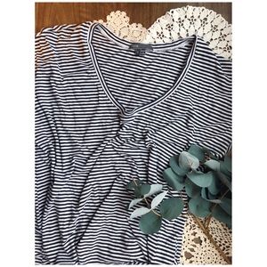 Vince | striped short sleeve side twist shirt